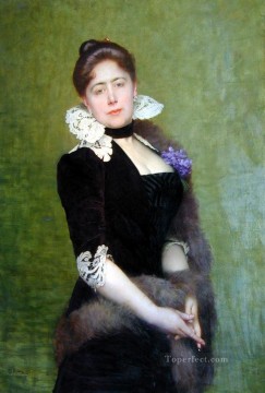 Julio José Lefebvre Painting - Retrato de una dama Jules Joseph Lefebvre